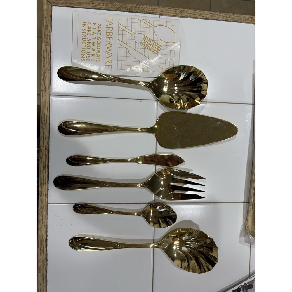 Farberware Chambord Regal 24k Gold Electroplate Serving Tableware Lot Of 6